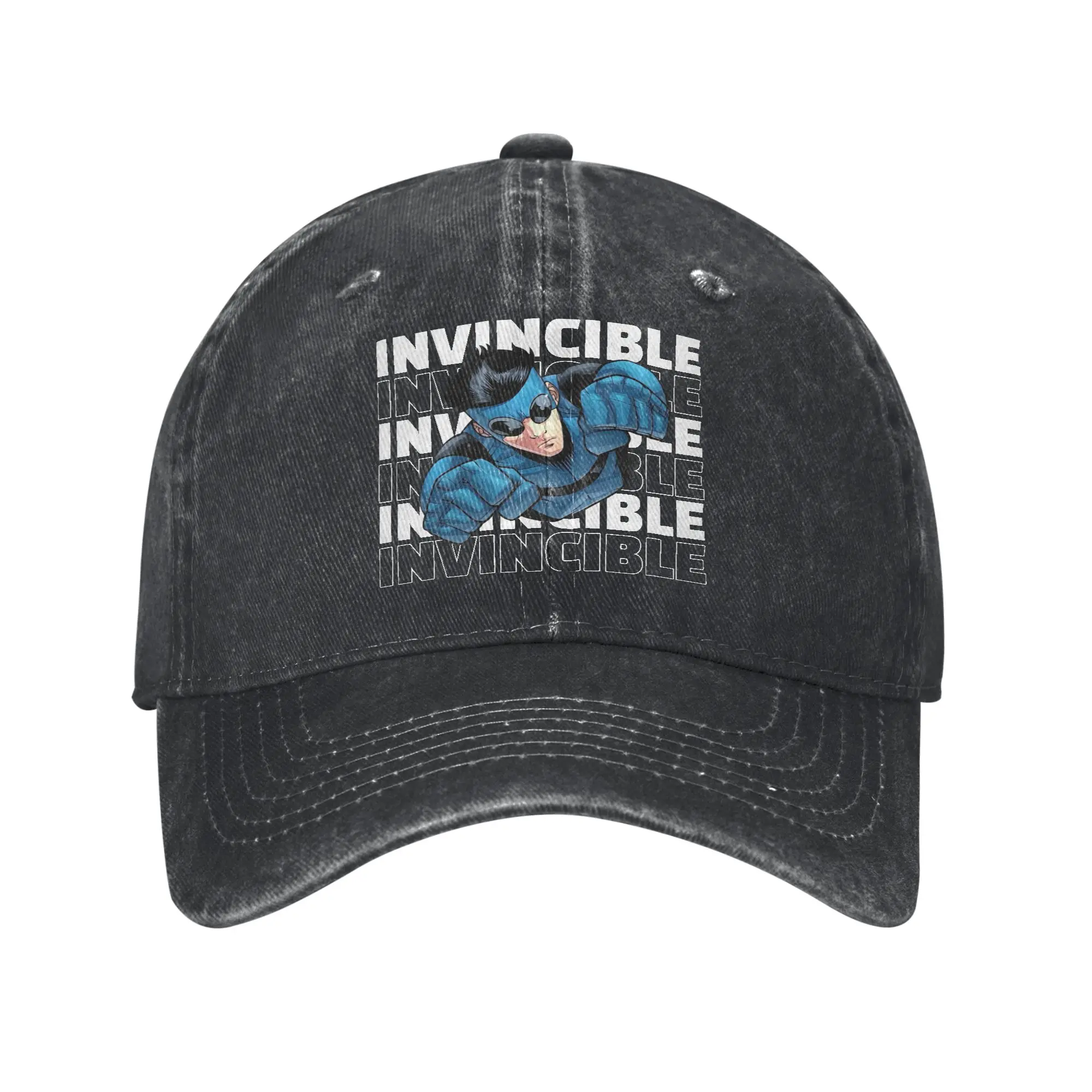 Casual invincible comic Baseball Caps for Men Women Distressed Denim Sun Cap  Outdoor All Seasons Travel Adjustable Caps Hat