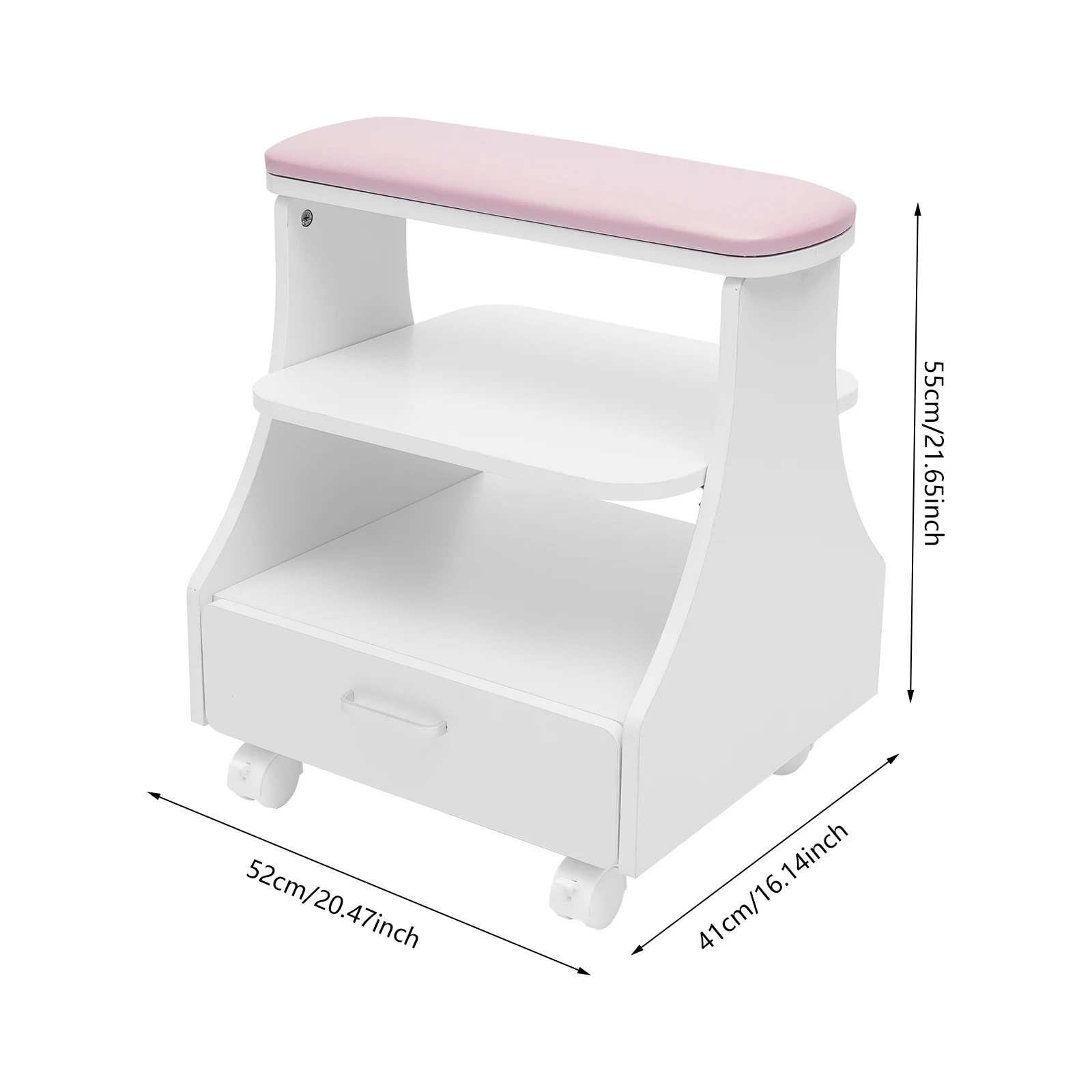 3-Tier Portable Esthetician Trolley Salon Nail Foot Trolley Cart Rolling Pedicure Manicure Cart with Seat for Nail Salons & Spa