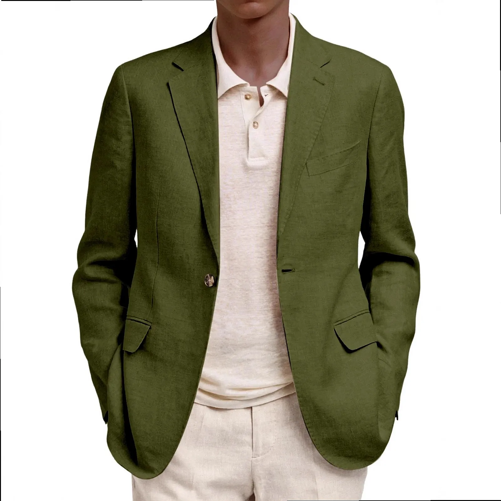 Men's Notch Lapel Business Casual Blazer Jackets with Fake Pockets for Spring Summer