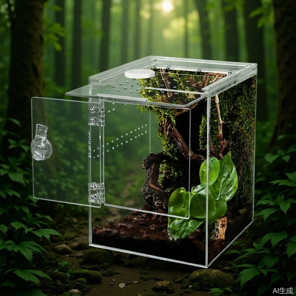 

Jumping spider fence 6 * 6 * 9 inch micro habitat acrylic feeding box with front door climbing pet