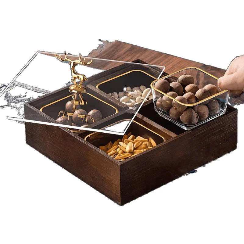 

Light luxury high-end grid dried fruit box household living room tea table snacks candy storage box