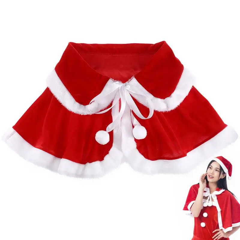 

1PC Christmas Short Shawl Winter Cute Santa Shawl Short Cape Party for Christmas Ladies