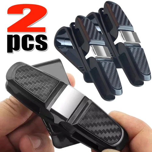 Clip de fibra de carbono para gafas de sol, soporte ajustable de 180 grados, Universal, para coche, 2 piezas