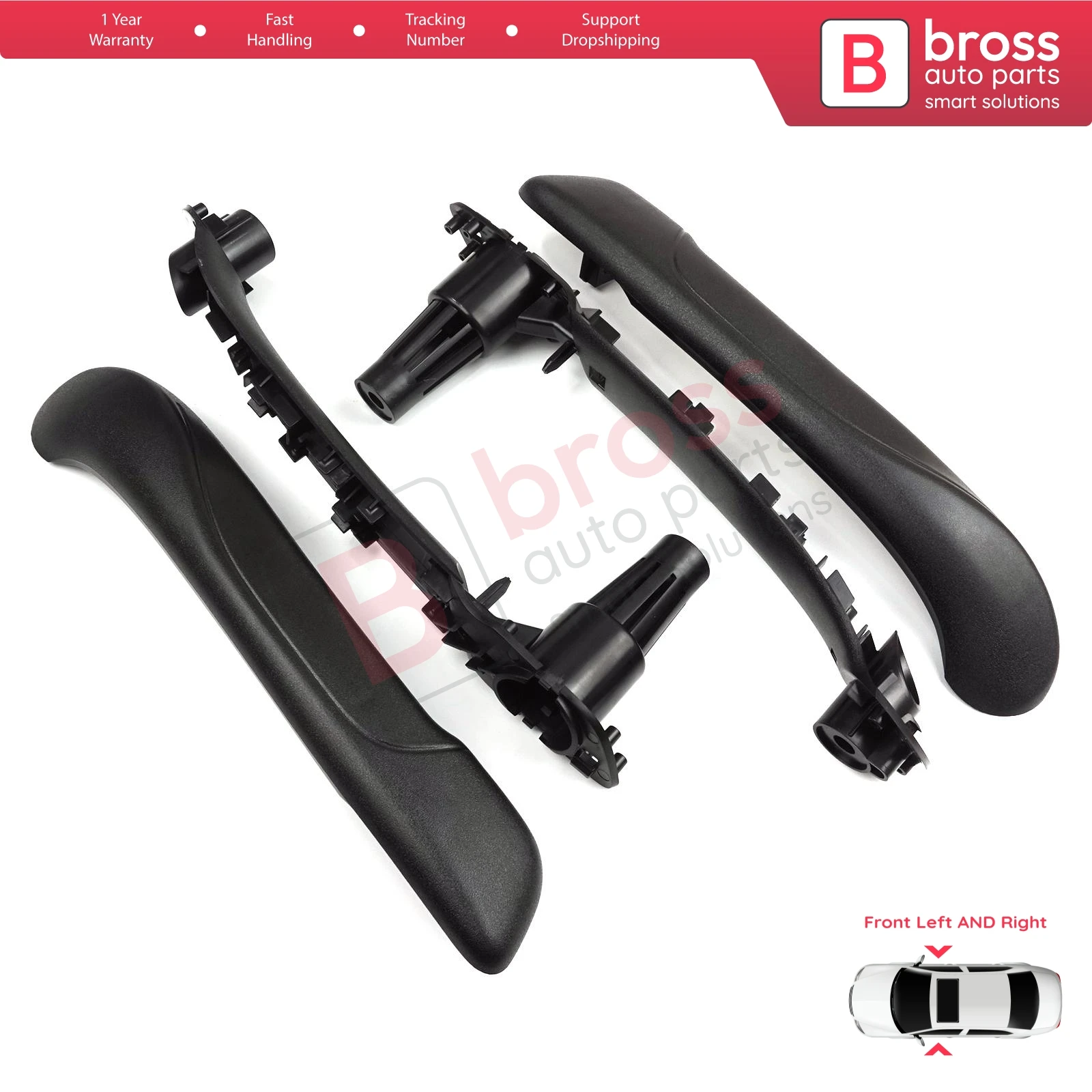 

BDP1331 Front Inner Door Handle Grip Black Left Right for Renault Kangoo MK2 Citan W415 NV250 2007-2021 8200548971 8200548972