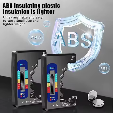 Black Portable Battery Capacity Indicator Compact Size Lithium Battery Level Tester Digital Display Battery Voltage Meter