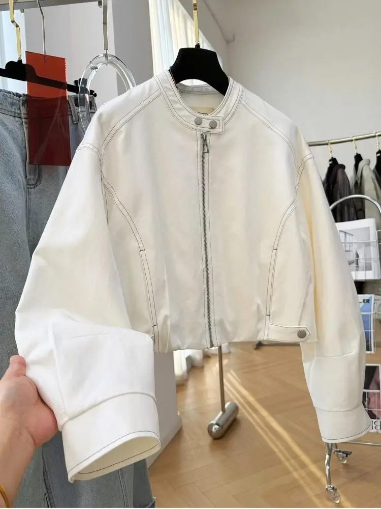 Women Cropped Jacket 2026 New Autumn Round Neck Short Outerwear Popular Fashion Chic Beautiful Ladies Casual Coat Top
