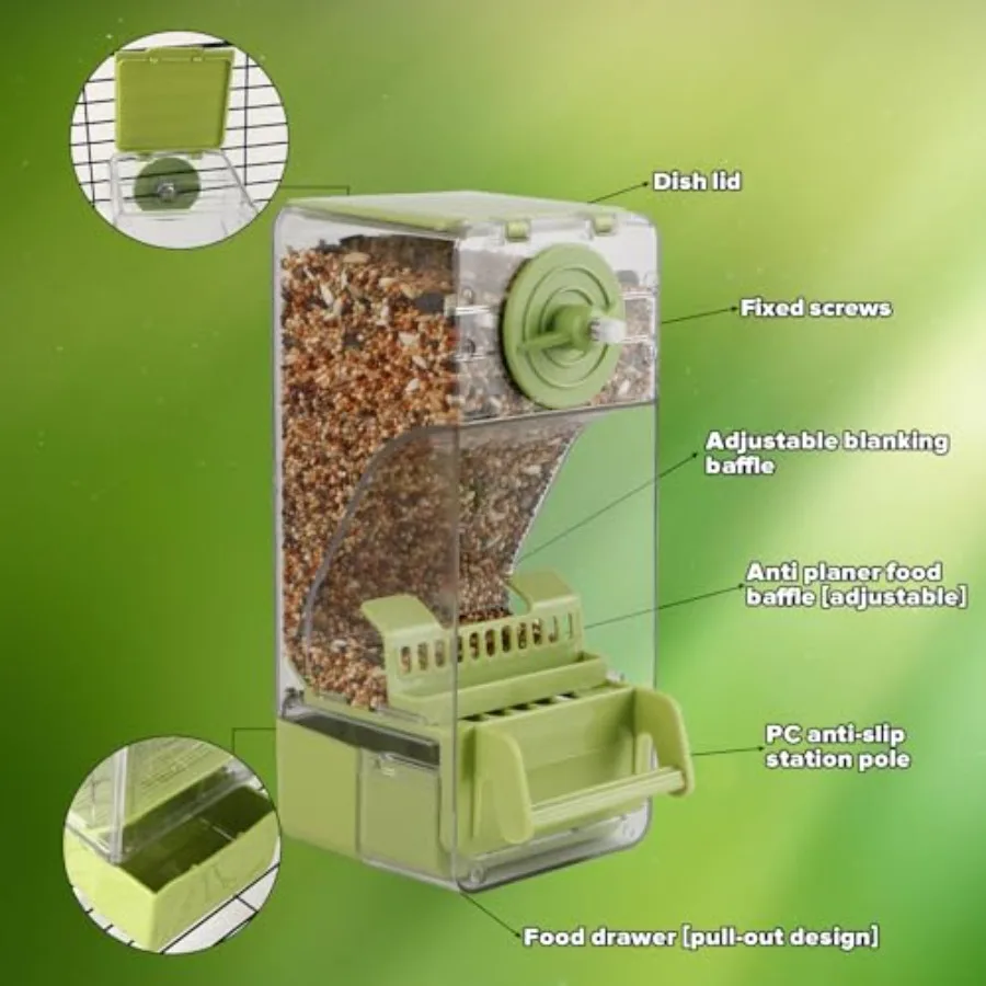 【Spot goods】Bird Feeder No Mess 2PCS Automatic Clear Bird Seed Food Container Acrylic Parrot Feeder Dispenser Cage Accessories view 4