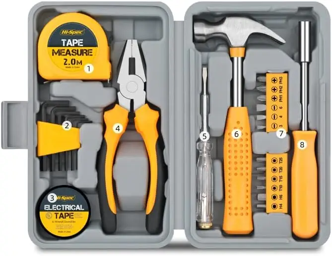 

Компактный набор ручных инструментов для дома и офиса, 24 шт., инструмент для ремонта бытового ремонта, небольшой набор ручных инструментов с футляром для хранения