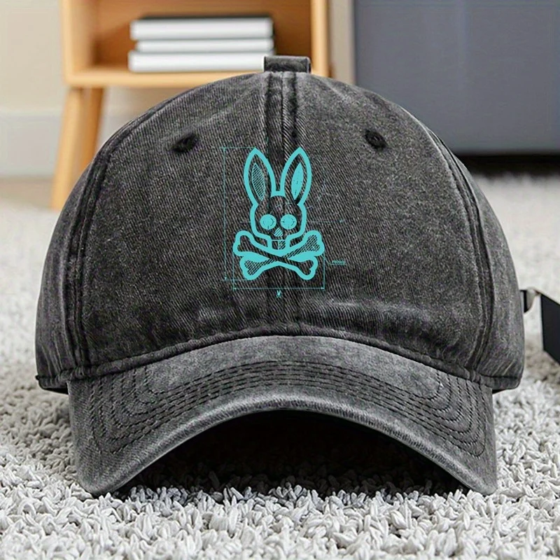 قبعة بيسبول بسيطة من Bunny Psycho Horror قبعة بيسبول شبكية قابلة للتنفس للرجال والنساء متوافقة مع الصيد والسفر في الهواء الطلق