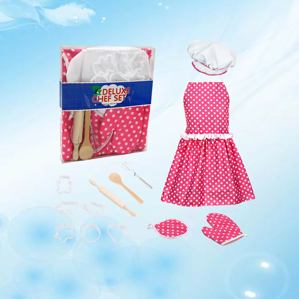13Pcs Kids Kitchenware Set Pretend Play Cooking Role Play Set Chef Cosplay Costume Kids Kitchen Playset Kitchenware Toy