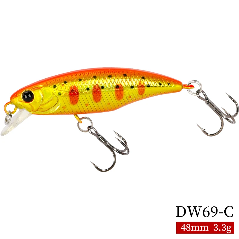 TSURINOYA Angelköder Sinking Minnow Jerkbait 48S Wobbler 48mm 3,3g für Fluss, Bach, Barsch und Forelle – Crankbait