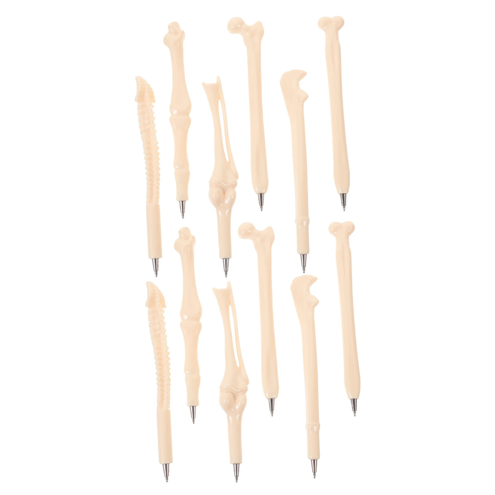 12Pcs Bone Design Ballpoint Pens Blue Ink Smooth Writing Portable Creative Writing Pens Office School Supplies Halloween Party