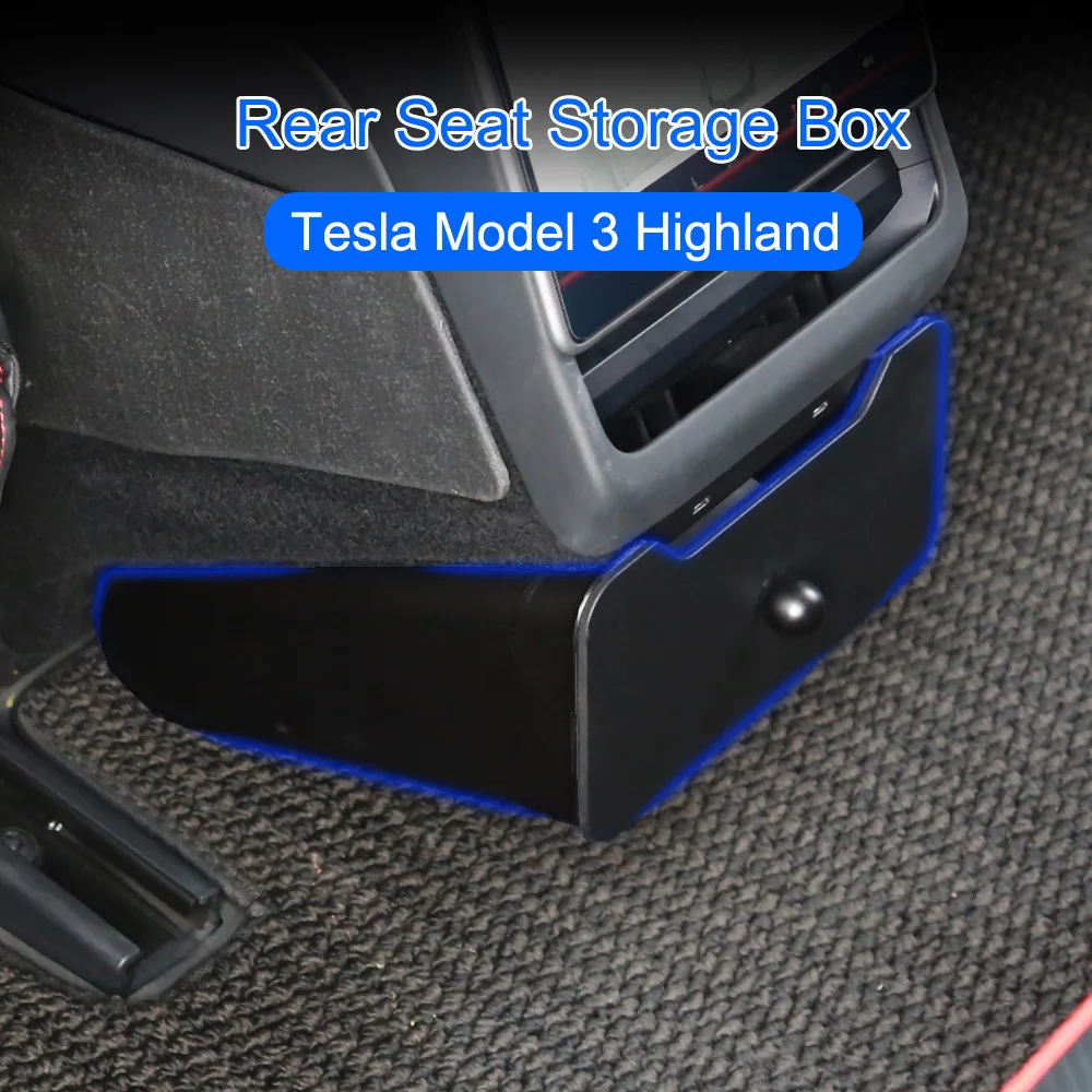 

For Tesla Model 3 Highland 2024 Rear Seat Storage Box Organizer Center Console Bins Backseat Garbage Bag Under Seat Tray