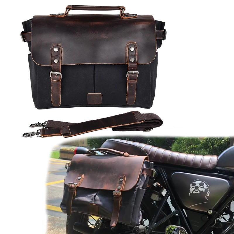 

Riding Saddle Leg for Bicycle Men Rider Shoulder Bag Crossbody Bags Vintage Motorcycle Side Bag Waxed Canvas Bike Luggage Bag