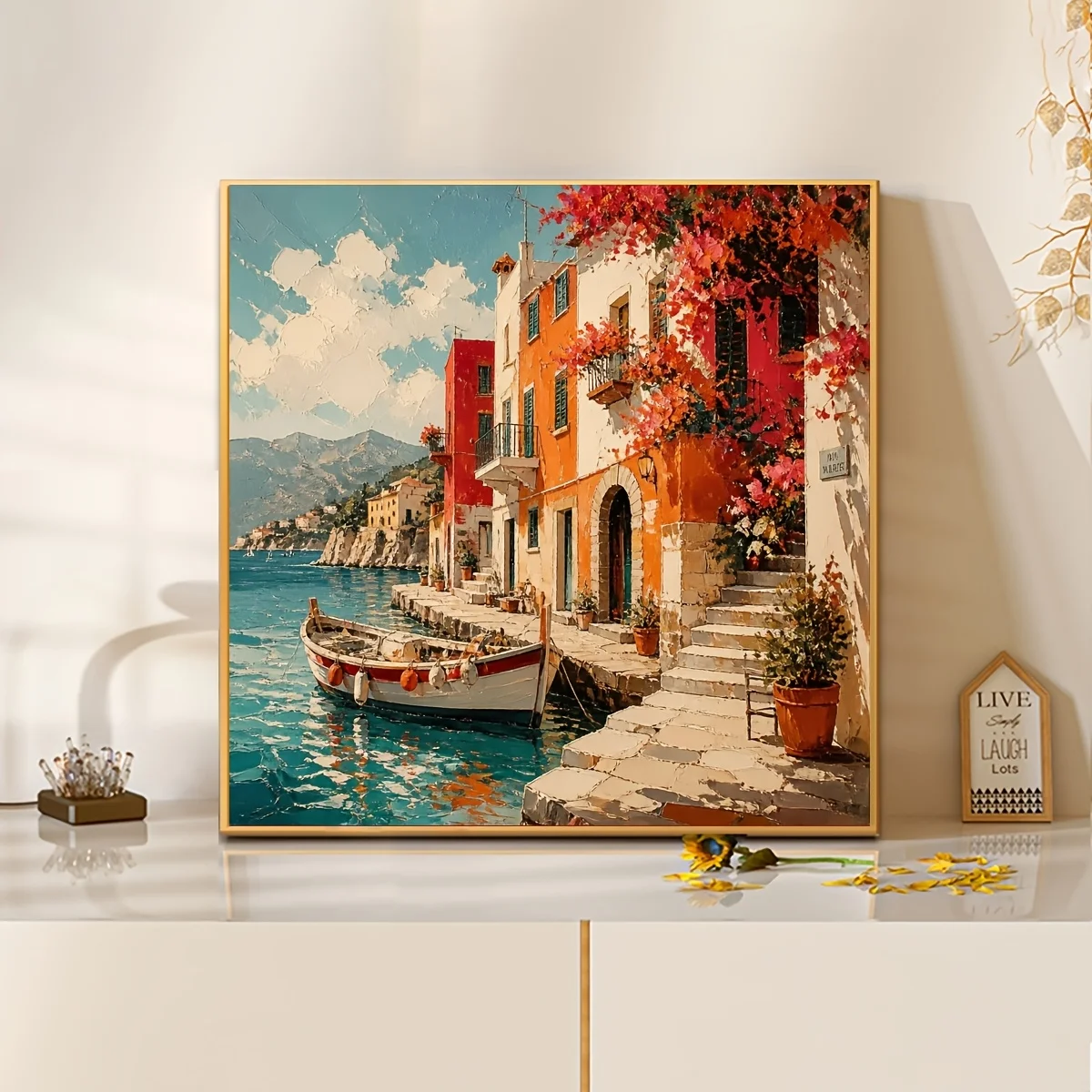 

Beautiful Houses on The Coast Jigsaw Puzzle 500/1024 PCS Holiday Stress Relieving Fun Games Home Decor Holiday Gifts
