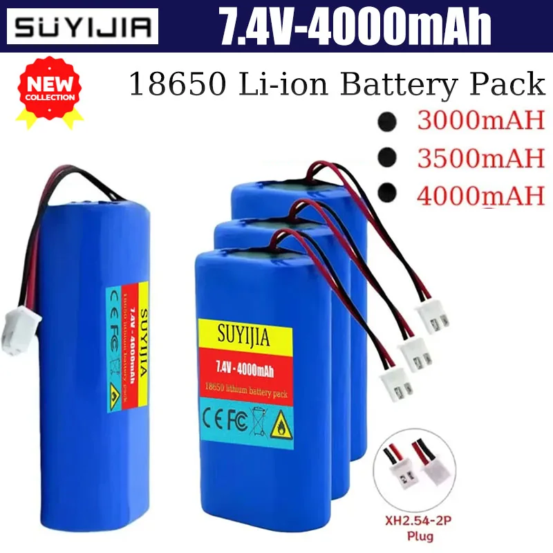 2S1P 18650 7.4V Lithium Battery Pack Battery Xh2.54-2P Plug 3000mah 3500mah 4000mah 1500mah 3400mah 3400mah Rechargeable Battery