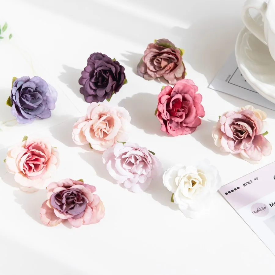 100 Stücke künstlicher Blumen für Heim- und Gartendekoration, Blumengirlanden, Kunsthandwerk, Seidenrosen, Hochzeits- und Brautaccessoires – Detail 4