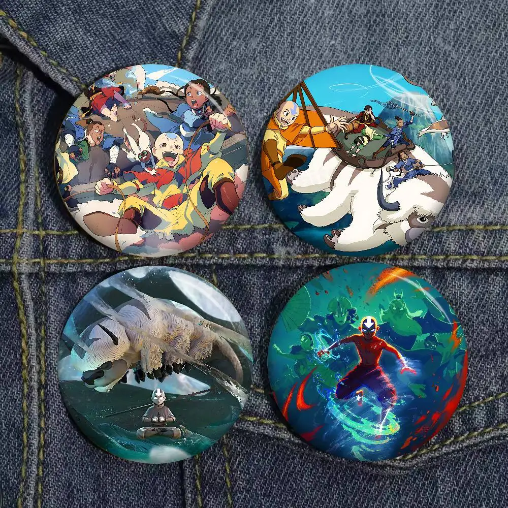 A-Avatar The Last Airbender Round Button Pins Slogan Creative Brooches Backpack Clothes Decoration Fashion Cartoon Jewelry Gifts