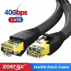 Cavo Ethernet ZoeRax CAT8 24AWG 40Gbps 2000Mhz cavi Internet di rete Lan Gigabit SFTP ad alta velocità per servizio pesante, esterni e interni