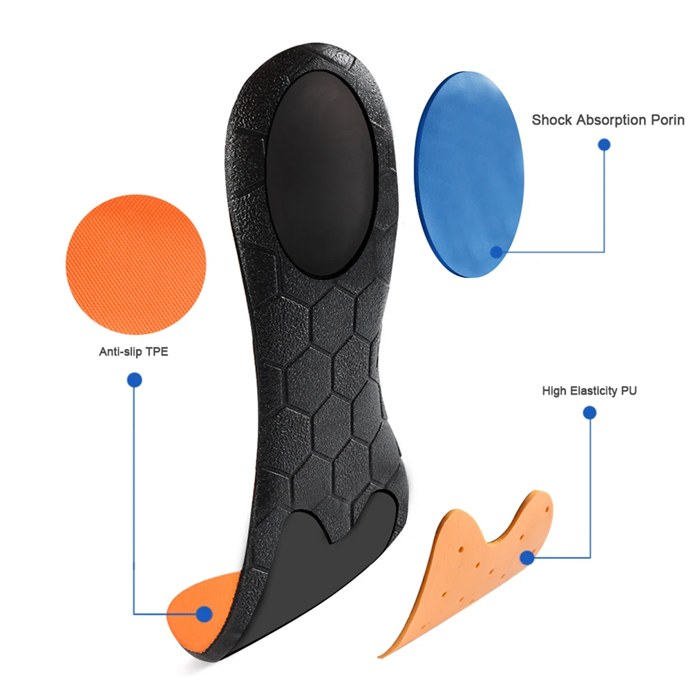 Sunvo Football Insoles Arch Support Shock Absorption Cushion Pad U-shaped Heel Non-slip Wear Resistant Breathable Sport Shoe pad