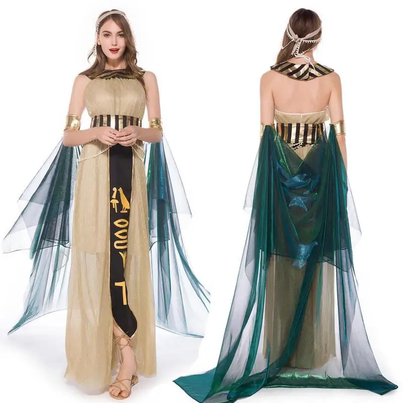 

Medieval Egypt Princess Costumes Ancient Egyptian Pharaoh Cosplay Masquerade Halloween Adult Women Cleopatra Royal Fancy Dress