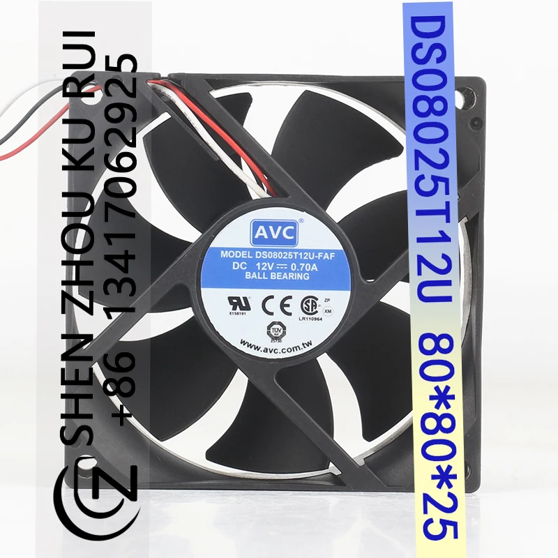 

AVC 12V 0.70A mute CPU Dual ball bearing high air volume chassis DS08025T12U 8025 cooling fan