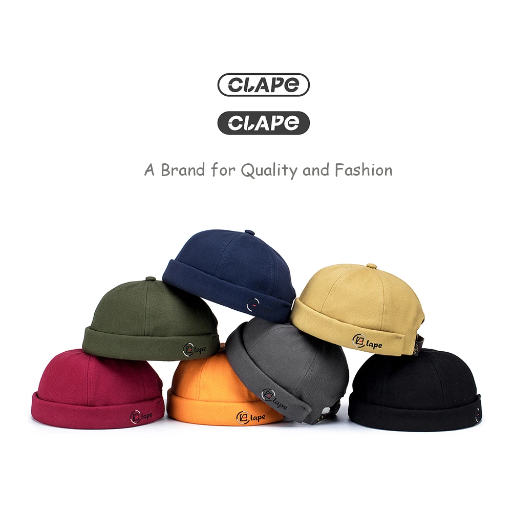 Clape Brand New Brimless Cap Unique Docker Beanie Watch Cap Rolled Cuff Harbour Hat Adjustable Landlord Hat No Brim Skull Cap