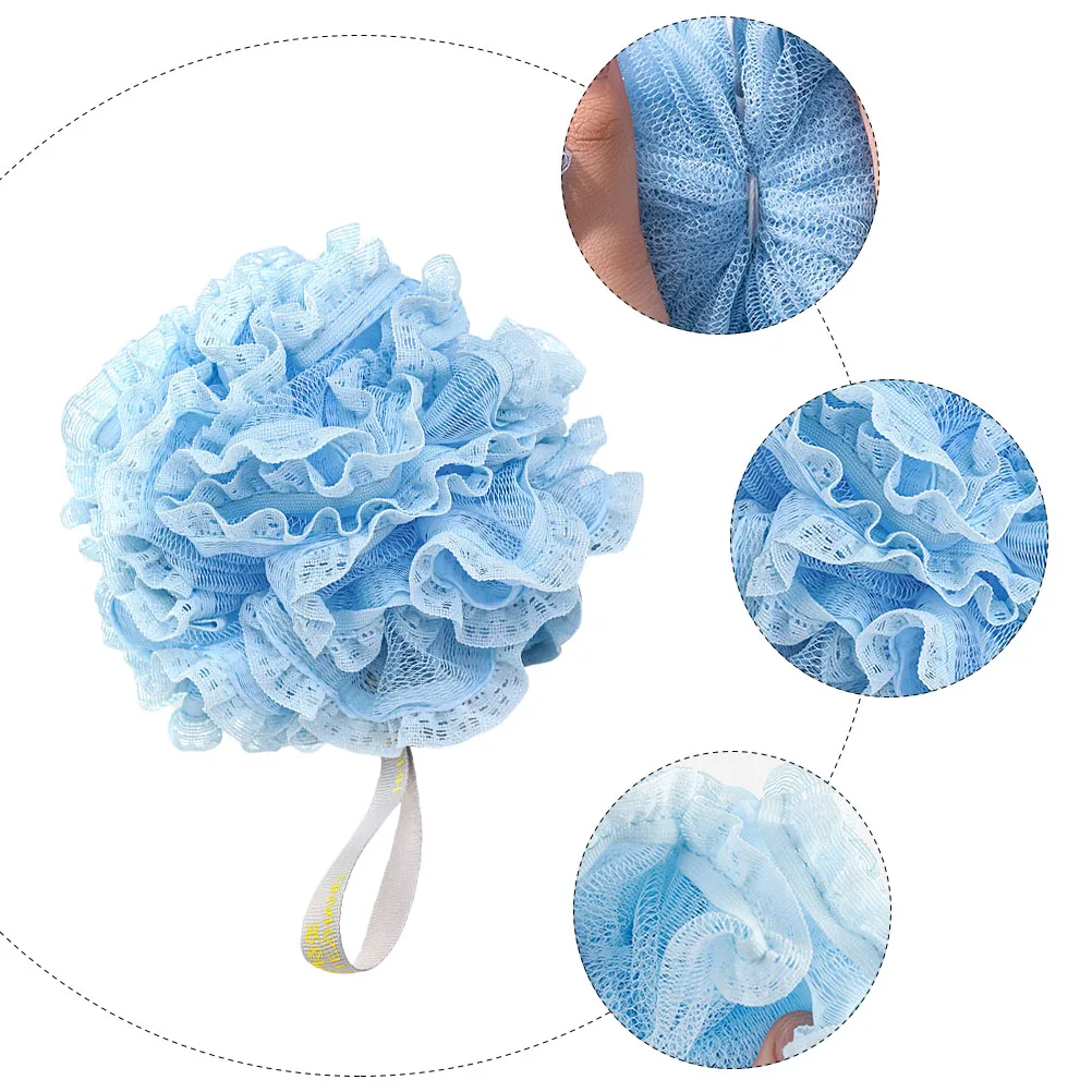 

3 Pcs Bathing Balls Blue Sponges Get Loofah Shower Poufs Shower-bath Scrubber Mesh Cushion