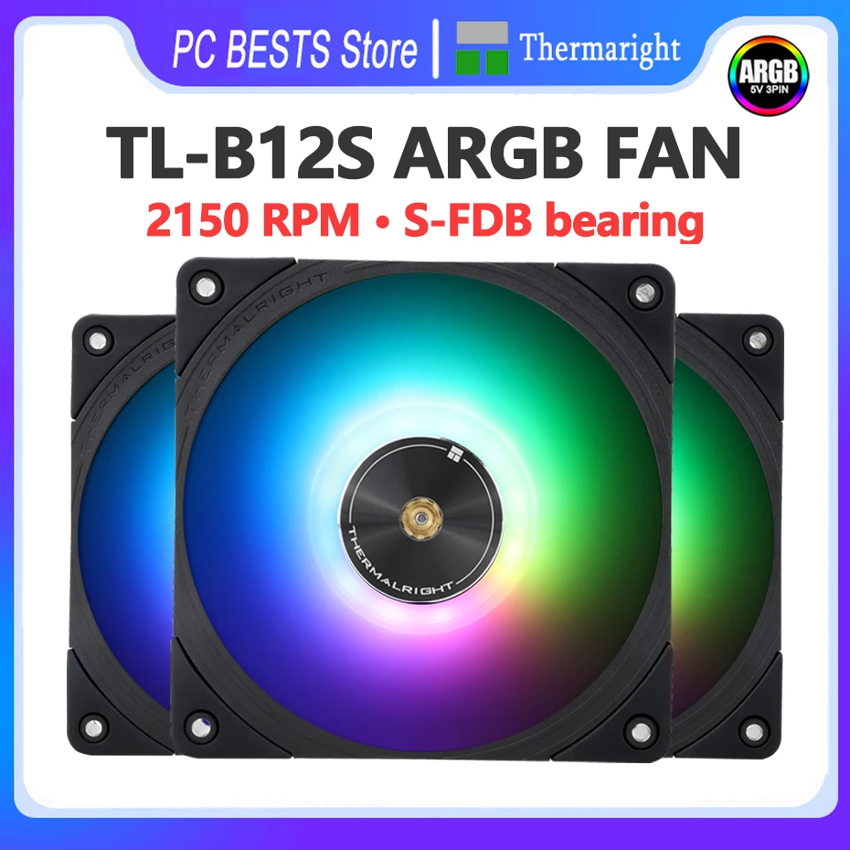 Thermalright TL-B12S 120mm 5V 3pin ARGB Performance-grade Air Pressure Fan 2150 RPM PWM Three-dimensional Dynamic Balance