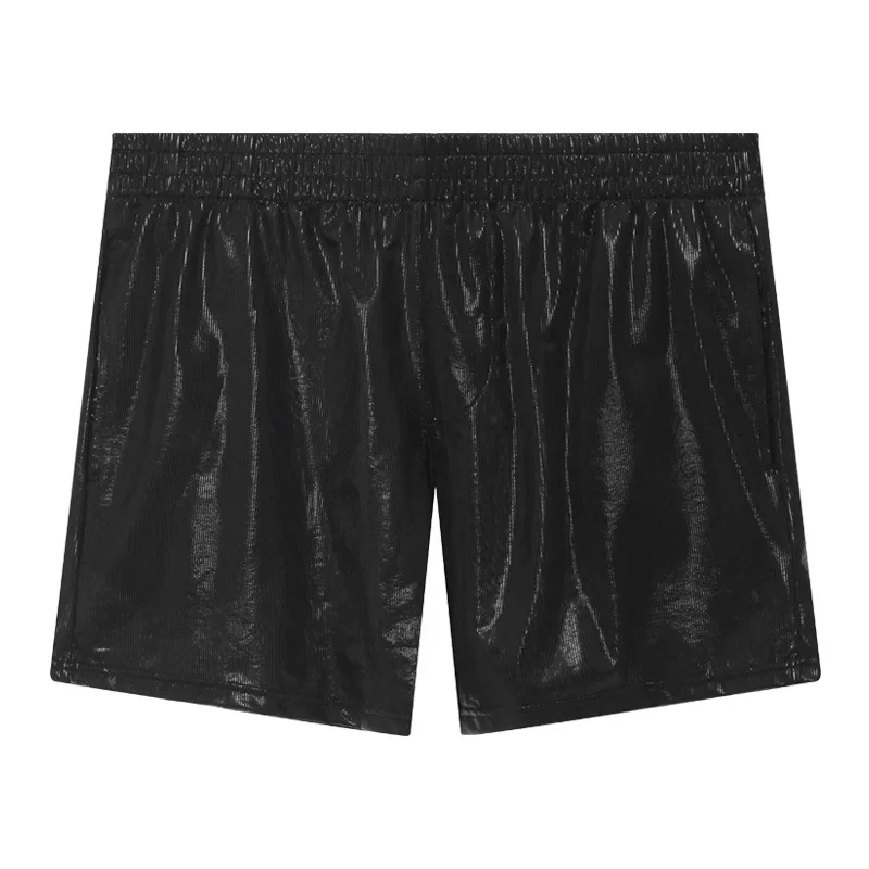 Men's Summer Casual Shorts Swimwear Pocket Fitness Swimming Trunks Shiny Faux Leather Clubwear Boxers Shorts Beach Surf Swimsuit