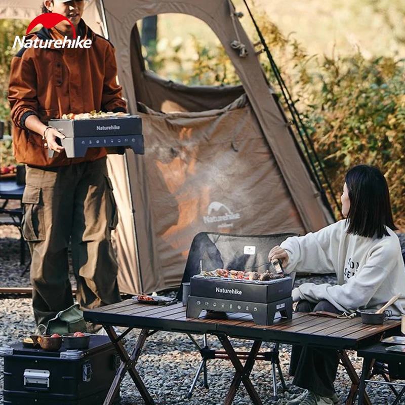 

Naturehike Tabletop Barbecue Grill Camping Portable Stainless Steel Stove Box Type Outdoor Picnic Tea Making Fruit Wood Charcoal