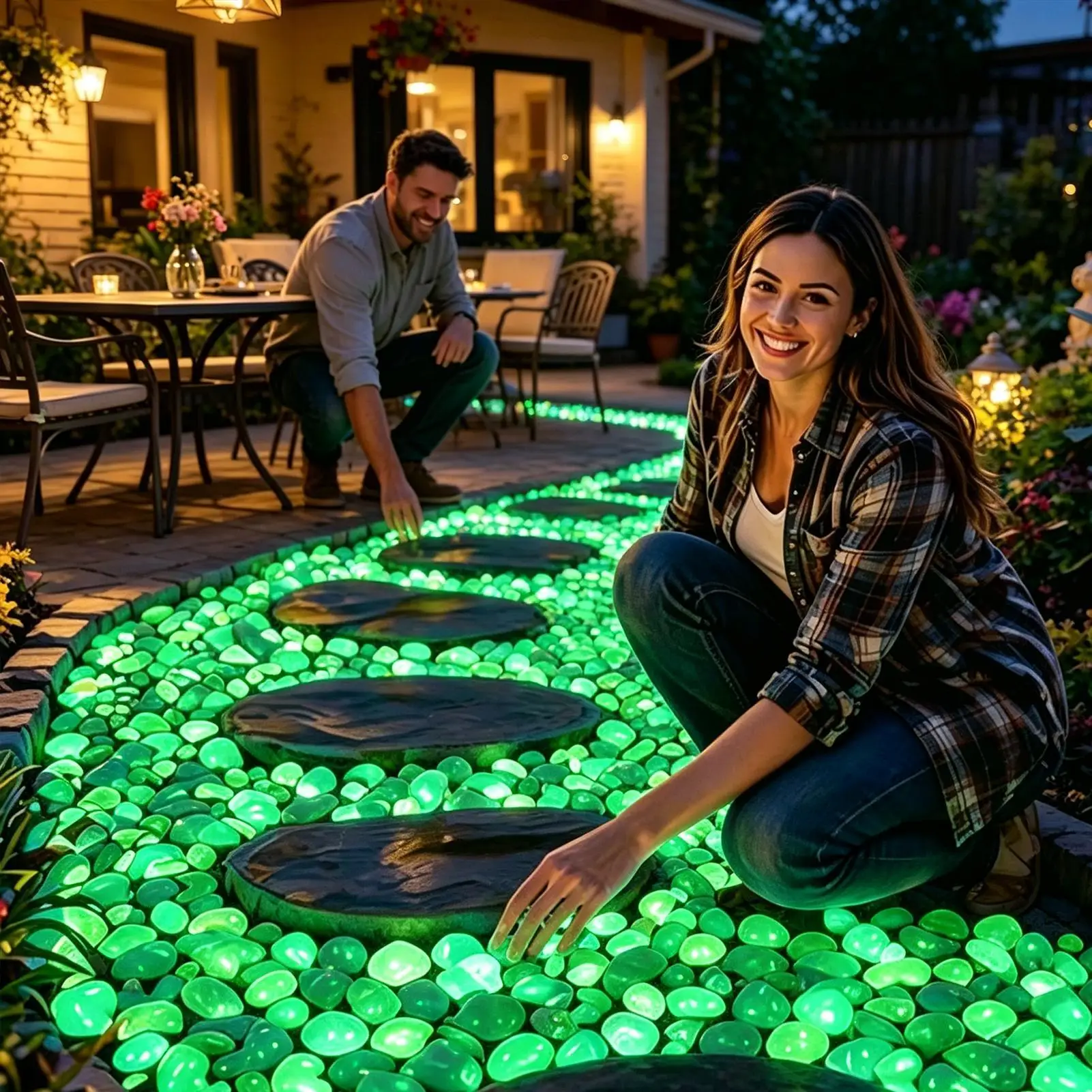 200 Pieces Glowing Stones Glowing Garden Pebbles Outdoor Landscaping Glowing Rocks Pebbles for Yard Pathway Fish Tank