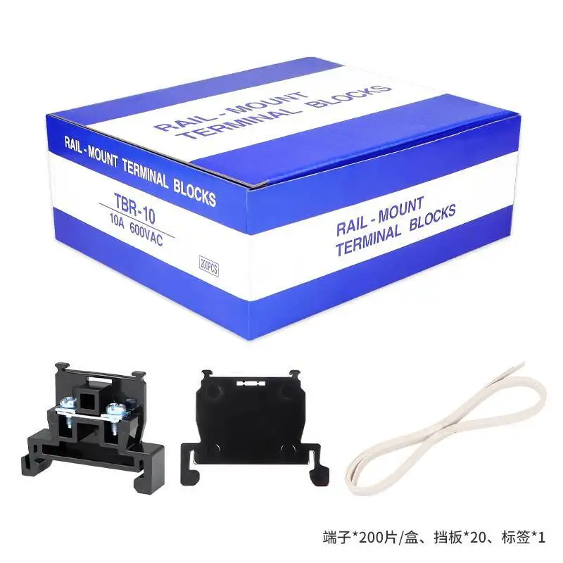 200pcs/lot Block TBR-10A Fixed Rail Type Combined Non-Disconnectable Single Layer Terminal Strip