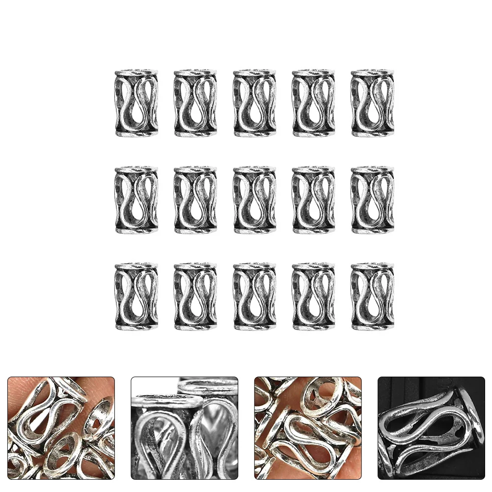 

15Pcs Retro DIY Hair Braid Cuffs Hollow-Out Dreadlocks Hair Rings Chic Braiding Jewelry Lightweight Festival Accessories