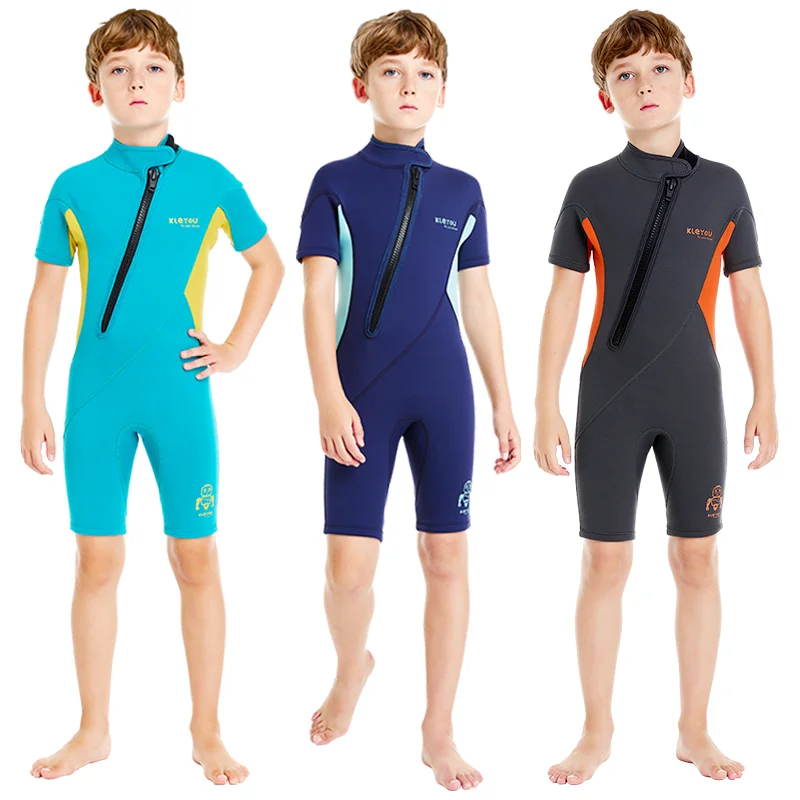 

2/3MM Neoprene Wetsuits Kids Swimwears Diving Suits Short Sleeves Boys Girls Surfing Children Rash Guards Snorkel One Pieces