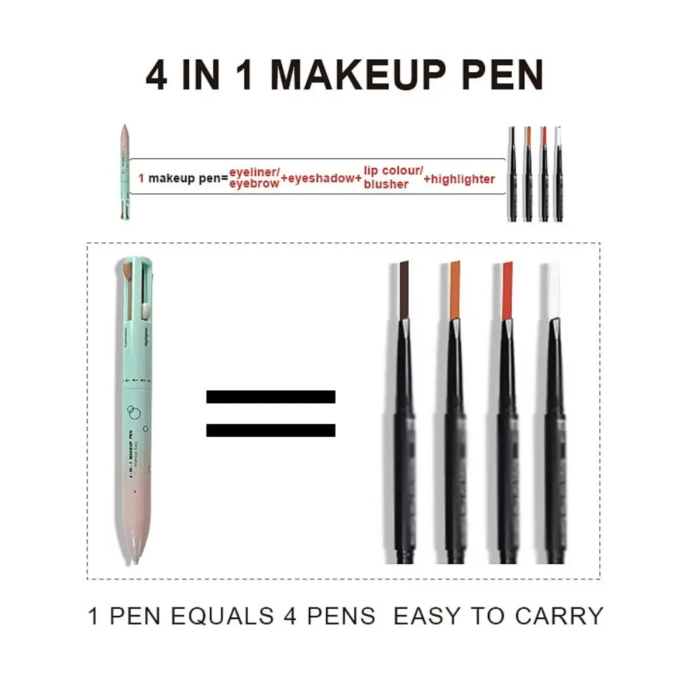 Multi-effect 4 In 1 Eyeliner Eyebrow Pencil Contour Pen Long Lasting Waterproof Cosmetics Eyeliner  Makeup Pencil Lip Liner Pen