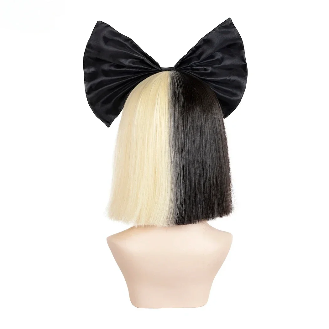 Fashion Short Women Straight SIA Cosplay Black Blonde Bob Wigs Adult Synthetic Heat Resistant Hair Halloween Accessories Props