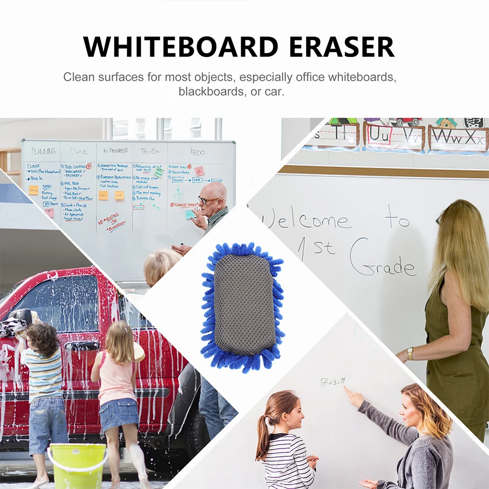 4Pcs Whiteboard Eraser Microfiber Dry Erase Board Cleaner Reusable Double Sided for Classroom Chalkboard Marker Removal