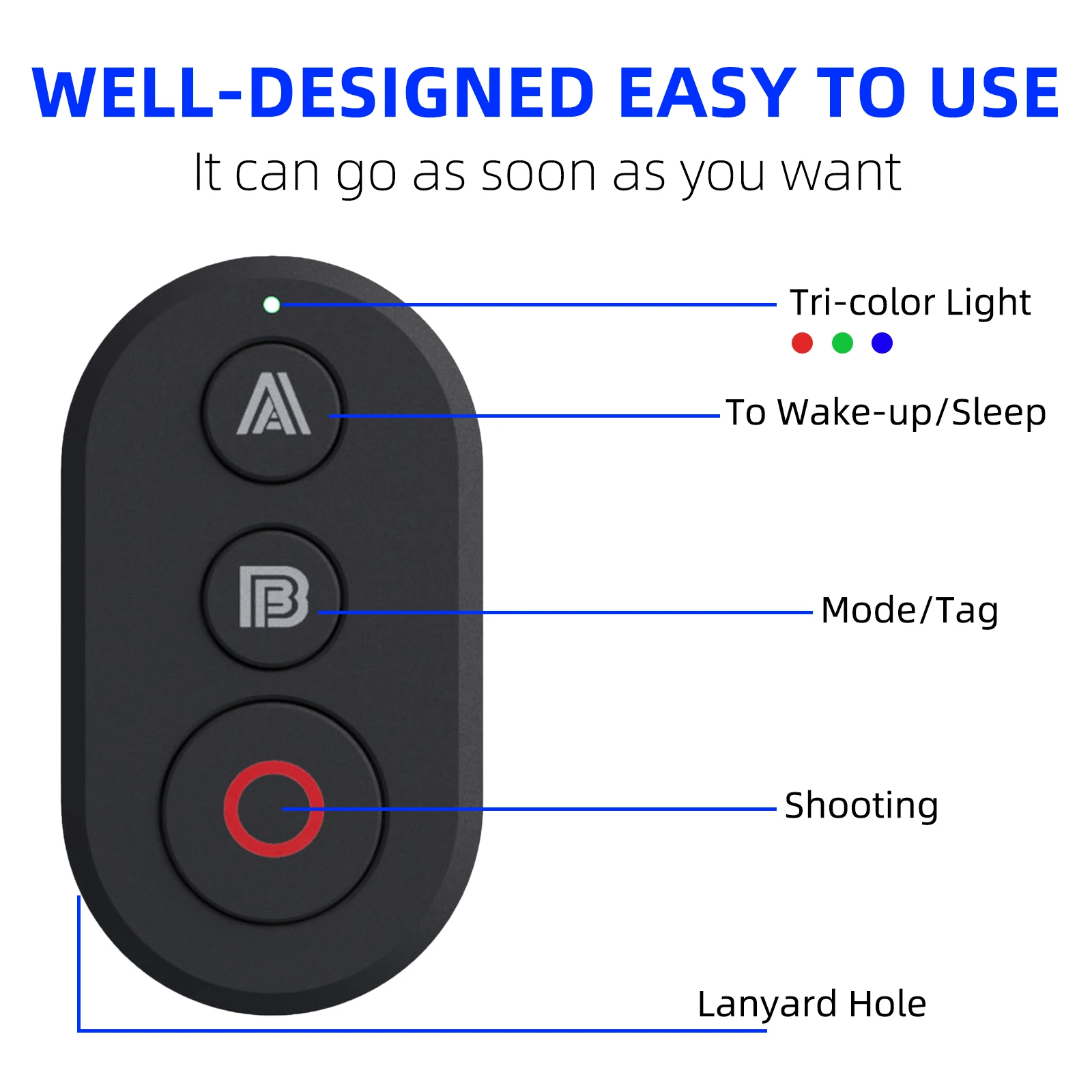 جهاز تحكم عن بعد بلوتوث لـ DJI Action 5 Pro/Action 4، صغير وخفيف الوزن، وقت عمل 30 ساعة، شحن من النوع C #4