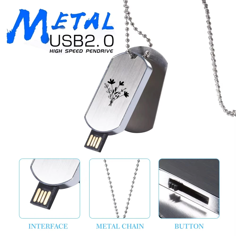 JASTER New Metal USB Flash Drive High Speed 16GB 32GB 64GB Memory Stick Free Custom Logo Creative Gift 8GB Mini Soldier Necklace
