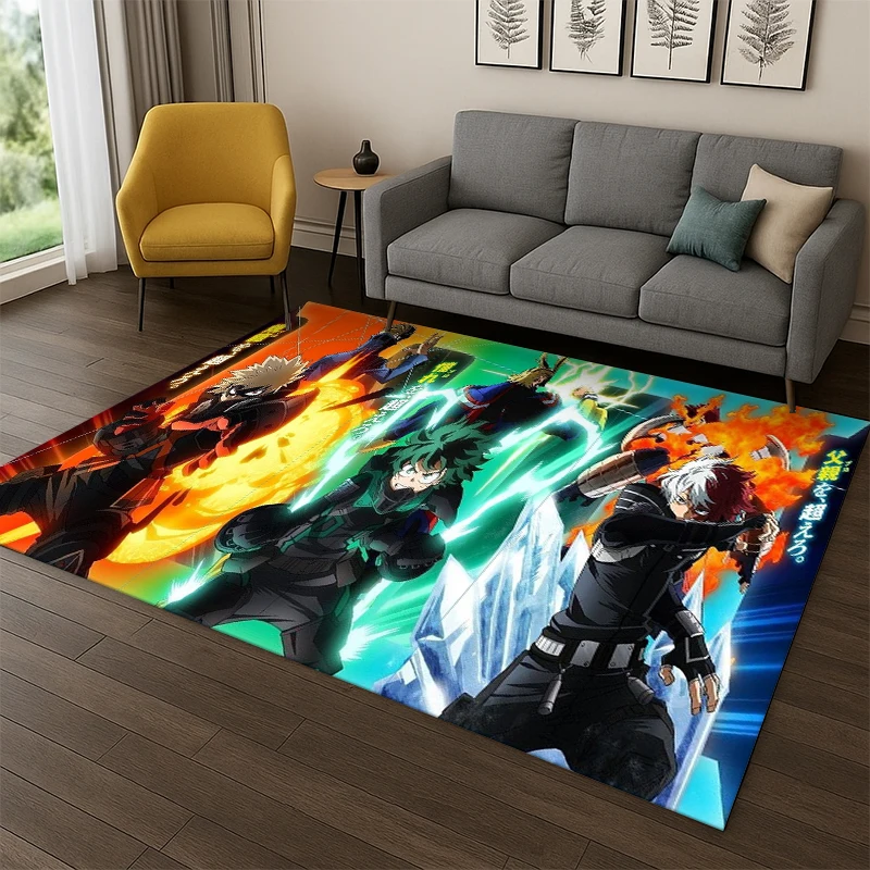 Cartoon My Hero Academia Deku Bakugou Anime Carpet Rug for Bedroom Living Room Sofa Doormat Home Decor,Kid Area Rug Non-slip