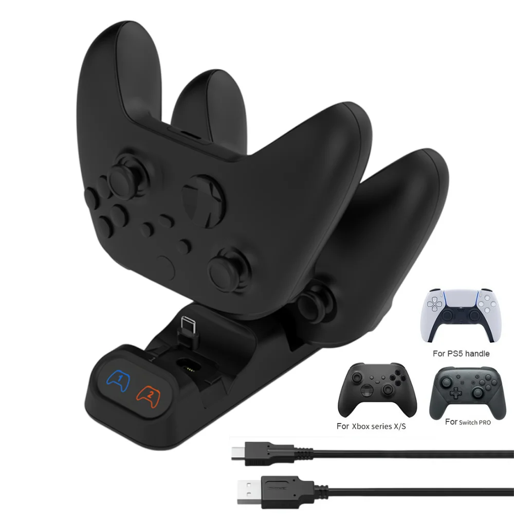 ل PS5/Xbox سلسلة S/X تحكم شحن جهاز شحن نوع-C تحكم حوض محطة حامل المزدوج تحكم سريع شاحن