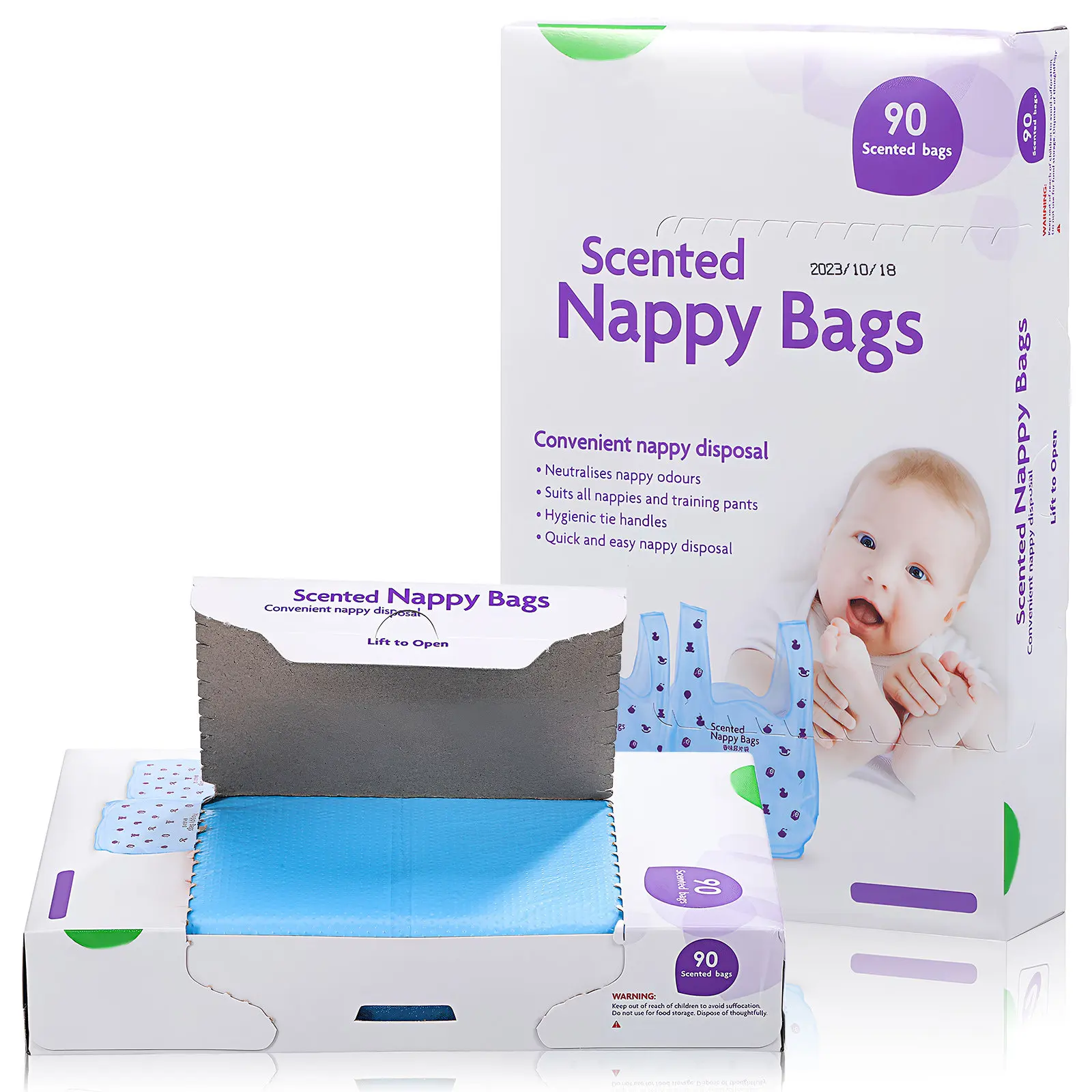 Diaper Collection Bag 2 Boxes Baby Pet Waste Bags Nappy Hdpe Disposable Sacks Thickened Leak Proof Easy Tie Scented Garbage Bags