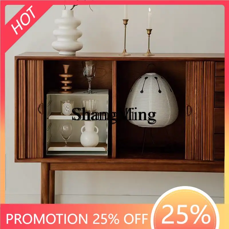 

FG Vintage Style Solid Wood Sideboard Teak Cabinet Retro Rolling Door Cabinet Living Room Home Storage Cabinet