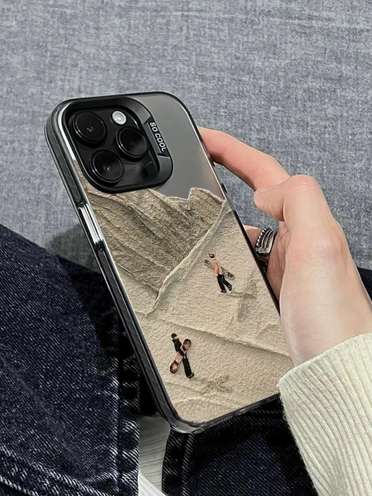 حافظة هاتف لهاتف آيفون 16 15 برو 14 13 برو ماكس 12 11 بلس كاميرا مقاومة للصدمات حماية كاملة غطاء غير لامع للتزلج على الذكور والإناث