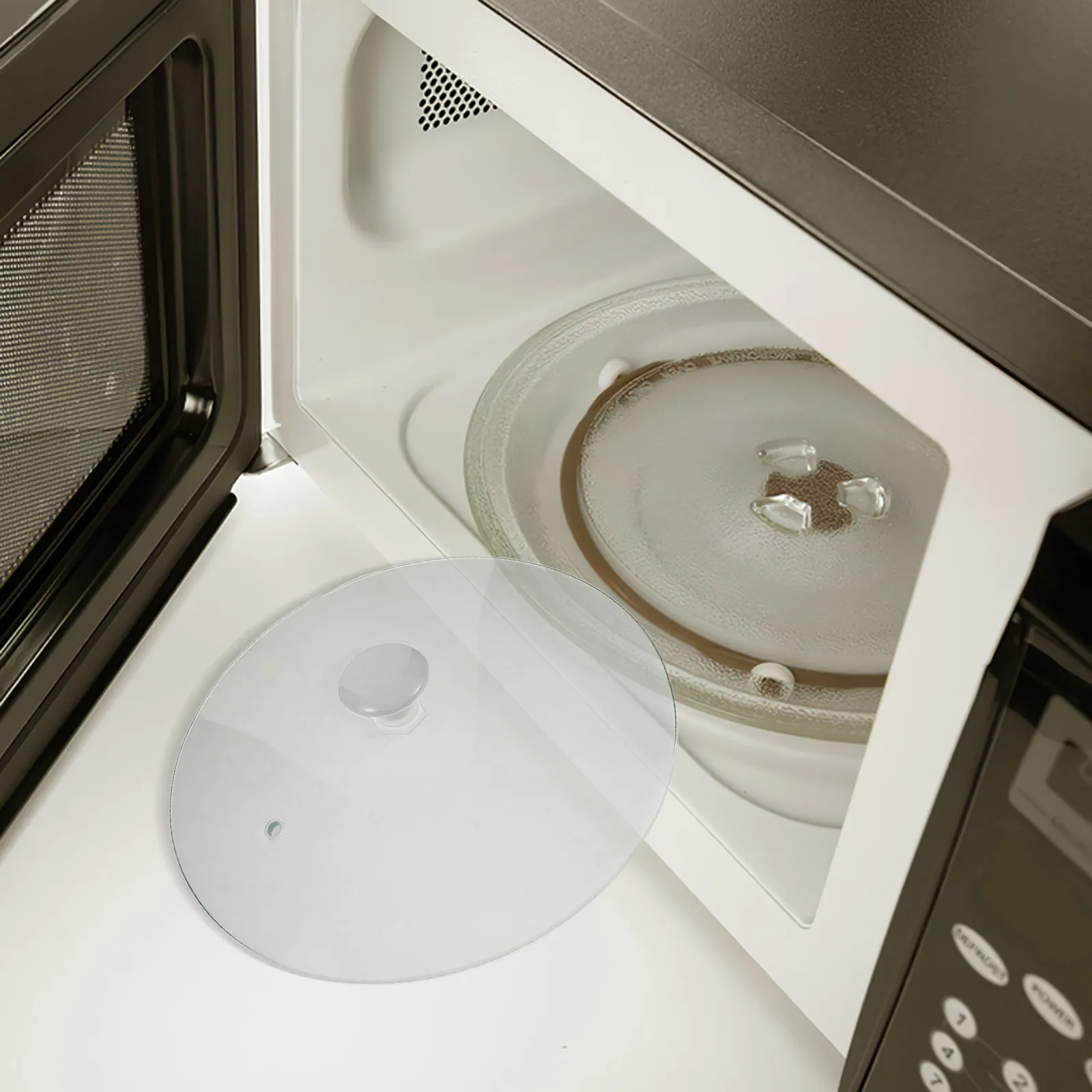 Glass Microwave Dome Splatter Cover Food Cover Lid Glass For Microwave Cooking Family Clear Plate Vented Ceramic