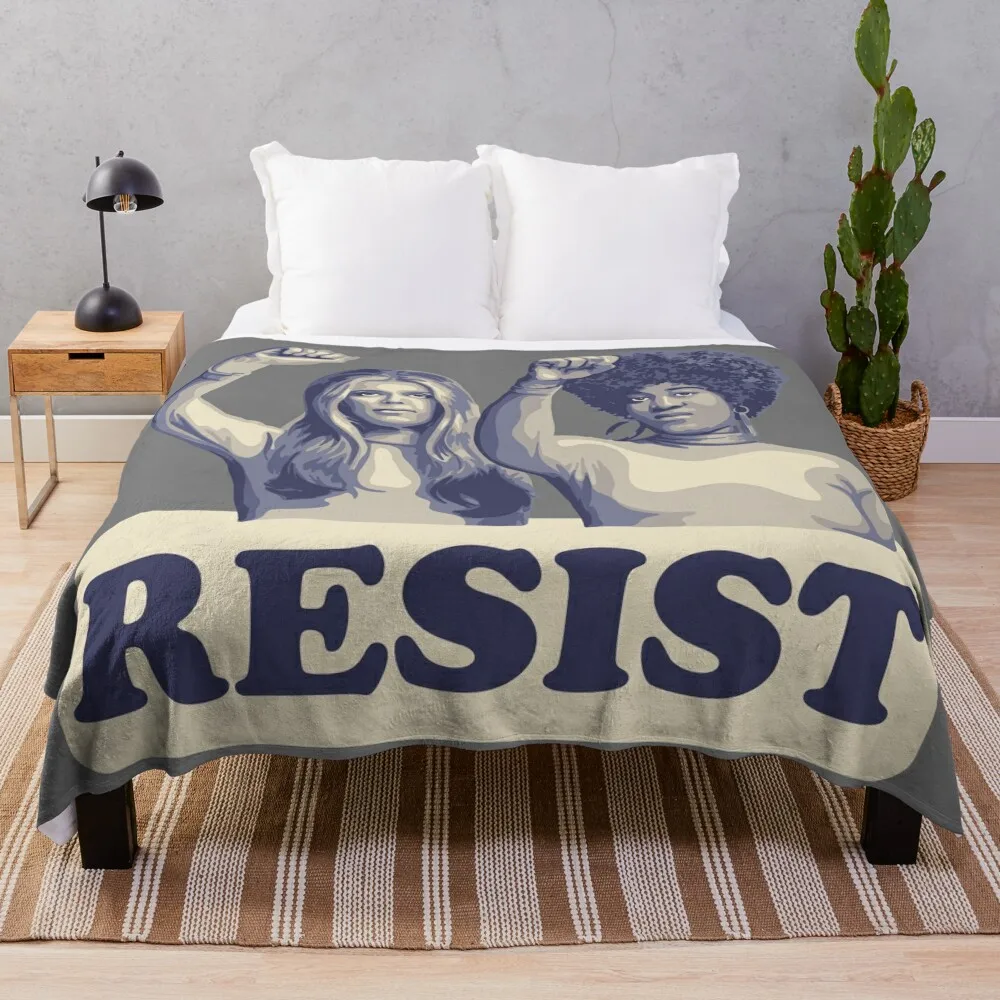 

Gloria Steinem and Angela Davis Portrait Throw Blanket Blankets For Baby Flannels Beach Retros Blankets