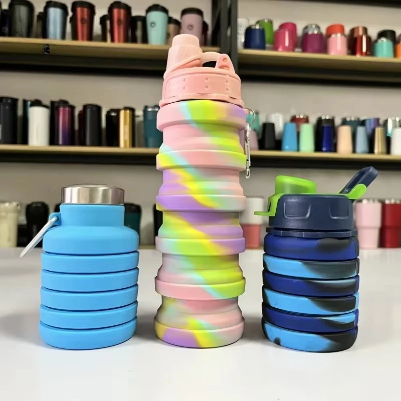 2-Pack Collapsible Silicone Water Bottle, Large Capacity Foldable Sports Cup, Portable Retractable Outdoor Travel Flask
