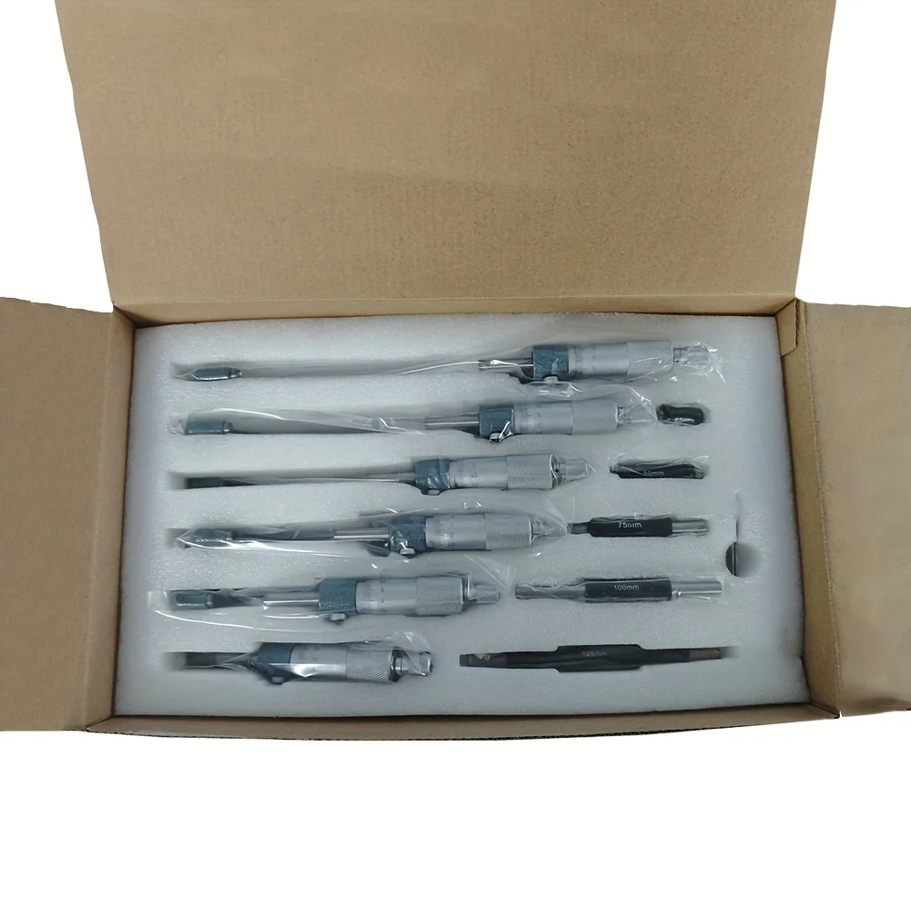 6-teiliges Metrisches 0-25-50-75-100-125-150mm Außenmikrometer-Set, Metrischer Externer Analoger Präzisionsmessschieber