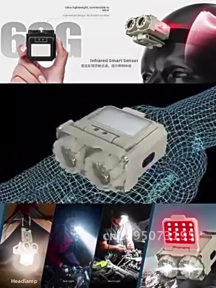 多機能屋外誘導キャップクリップ-led-ヘッドランプ、耐久性バッテリー付き夜釣りキャンプライト-usb-充電式